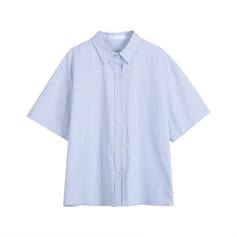 White Short-sleeved Shirt Women's Spring and Summer 2025 New Korean-style Retro All-match Ins-style Loose Slim Shirt Top