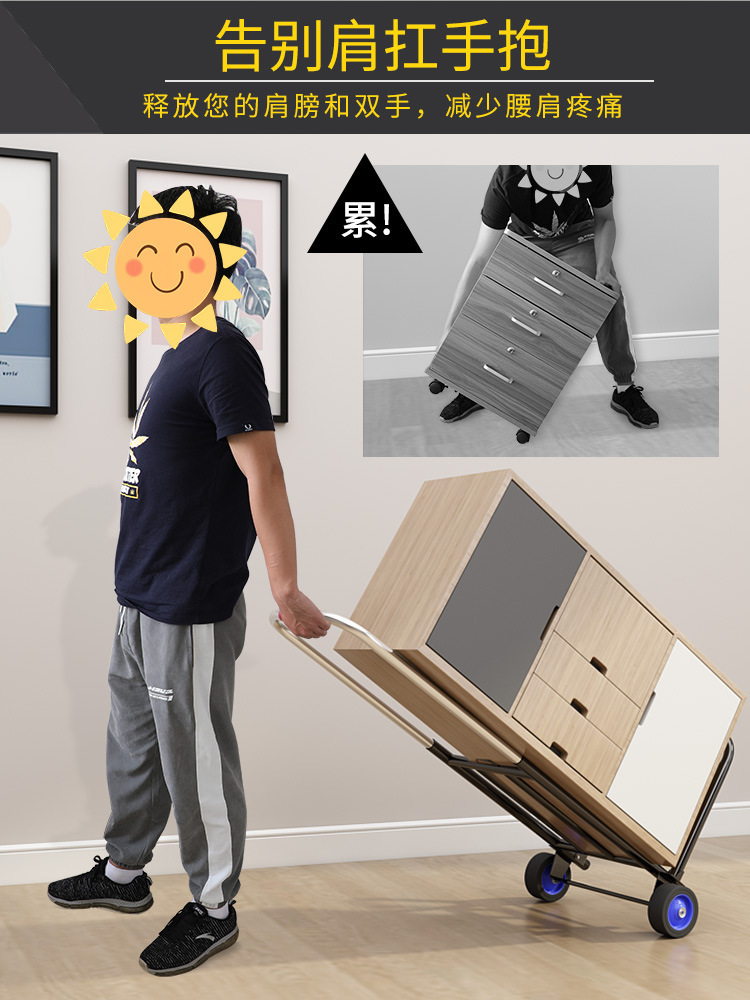 Folding luggage driver pull cart trolley trolley portable shopping cart pull truck load king small trolley home