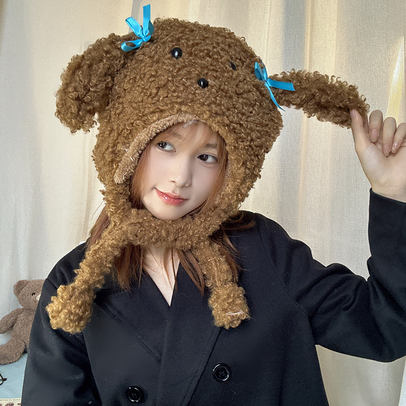 Lazy Holiday~Shop/Teddy Hairy Cartoon Cute Gloves Hat Scarf 3-Piece Set for Autumn and Winter Warmth_voghion.com