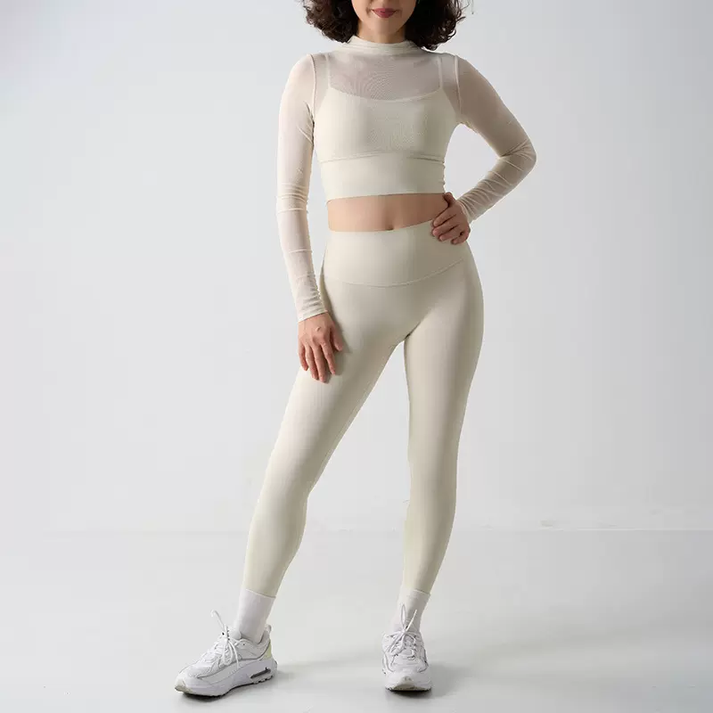 Mesh Sports Yoga Set瑜伽套装女网纱上衣高腰健身紧身运动瑜伽裤