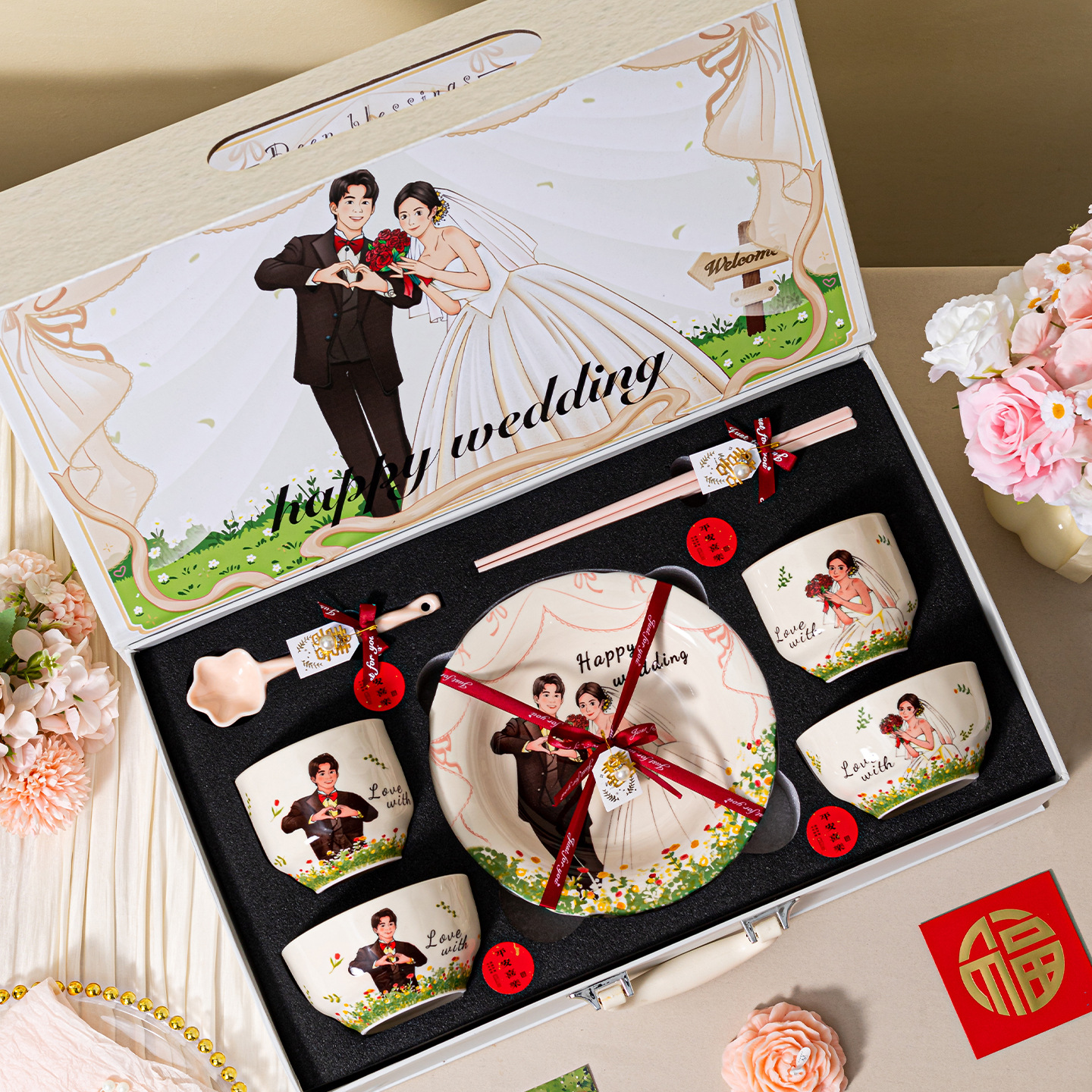 Tazos de cerámica simples de alto valor para regalos de boda, platos de alta calidad, caja de boda, platos de cerámica