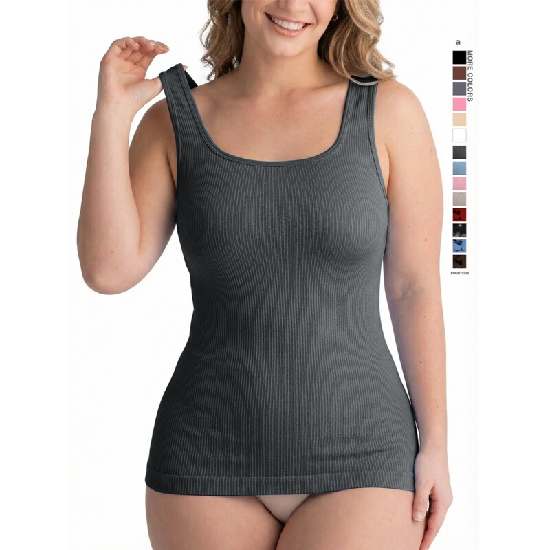 Cross-Border Hot-Selling Amazon European and American Style Women's Tummy Control Shapewear Compression Tank Top Seamless Square Neck Women's Shapewear Top