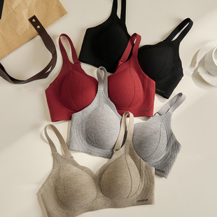 Autumn and Winter Threaded Warm Muscle Traceless Underwear Women's Small Chest Push-up Plix Anti-sagging Paramilon Wool Warm Bra
