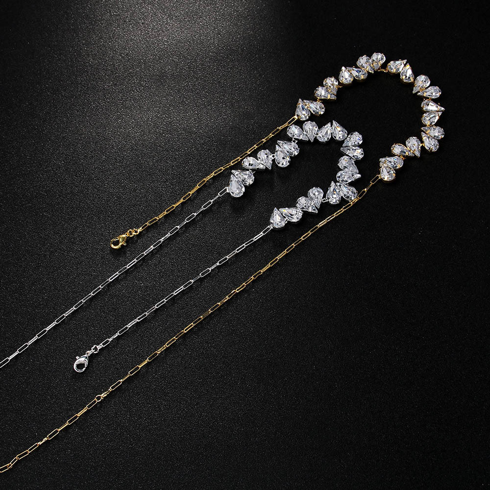 Choker Classification Copper Chain Material Copper Inlay Water Droplets Heart Shape Rhinestones Choker