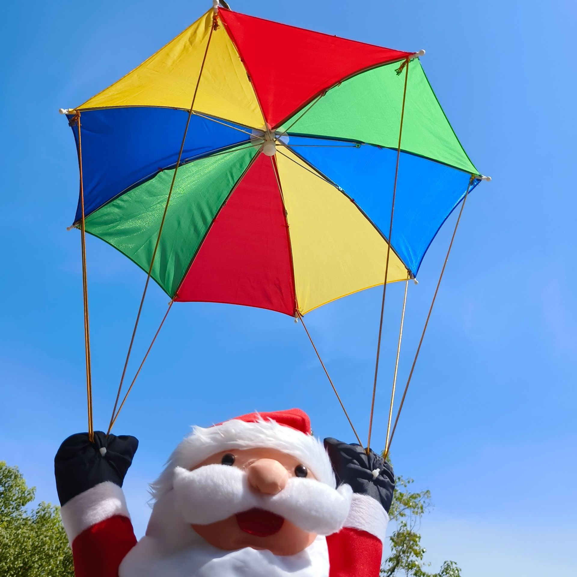 Nuevos productos transfronterizos paracaídas Santa Claus decoración supermercado de Navidad decoración paracaídas para el hogar Santa Claus