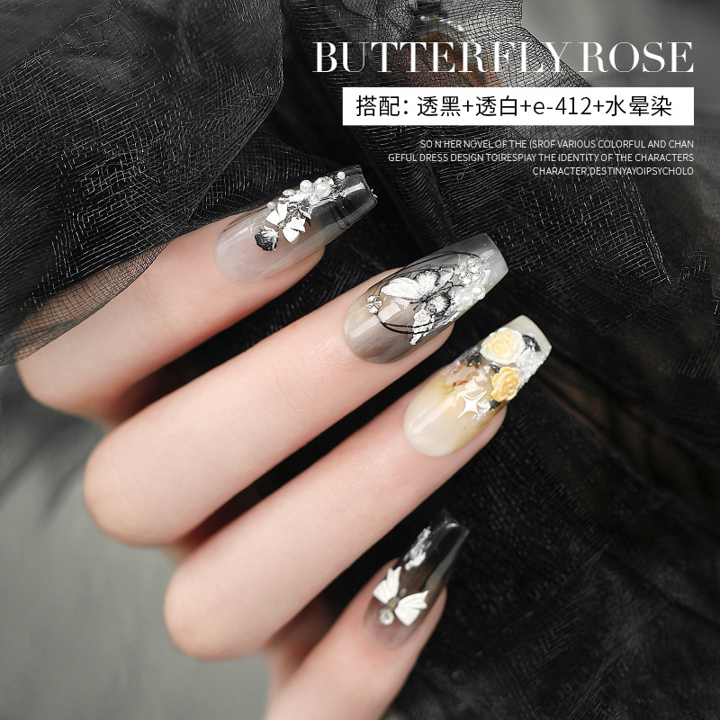 Pegatinas de Uñas con Diseño de Mariposa y Rosa, Estilo Moderno, Dulce y Atrevido, con Relieve Tridimensional, Novedad 2025