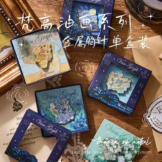 高级感梵高油画胸针徽章礼盒装原创设计小众胸花男女配饰厂家批发