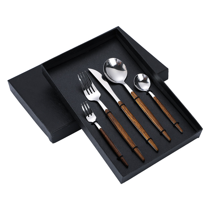 Juego de Cuchillos, Tenedores y Cucharas de 4 y 5 Piezas, Acero Inoxidable 430, Pulido Espejo, para Regalos de Negocios