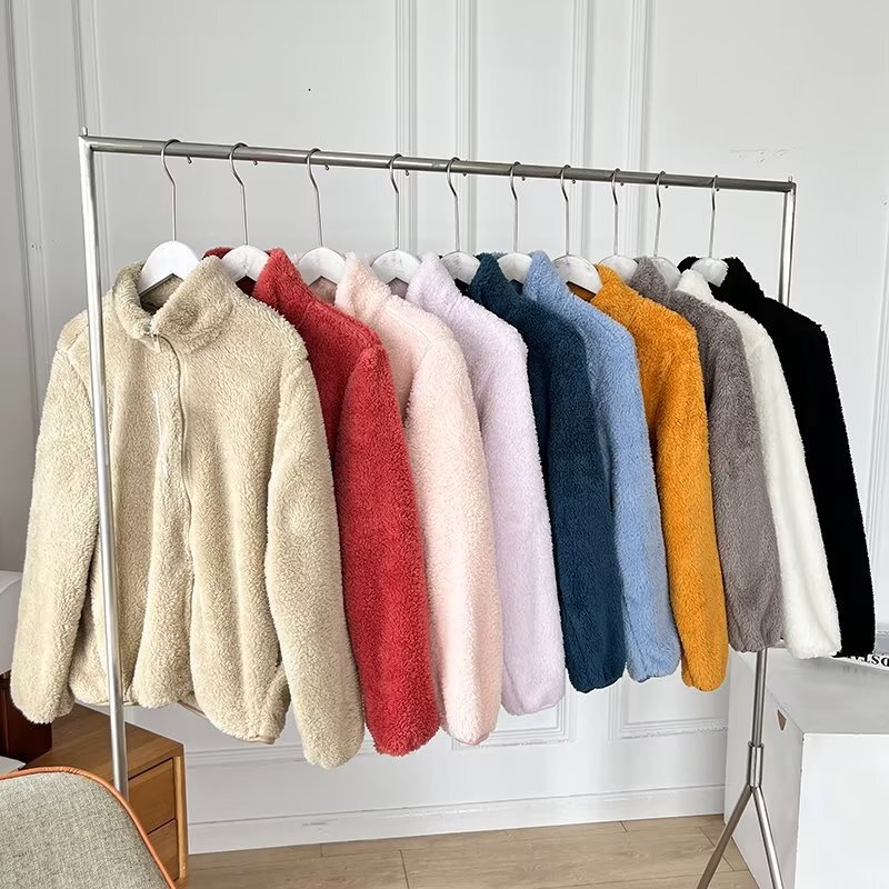 Long-Sleeved Fleece Zip-Up Jacket 2025 Autumn and Winter New Plush Coat 459794