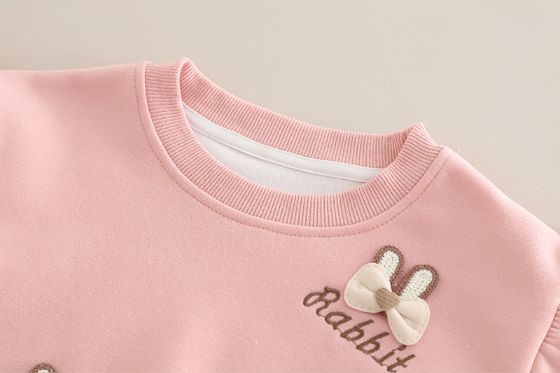 Baby flick set kanin rosett sweatshirt och byxor tvådelat_voghion.com