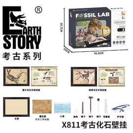 新凯纳考古挖掘恐龙化石 夜光恐龙骨架模型儿童手工DIY玩具