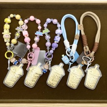 爆款黄金奶茶手机挂件足金999钥匙扣包包挂件送女友送闺蜜礼物