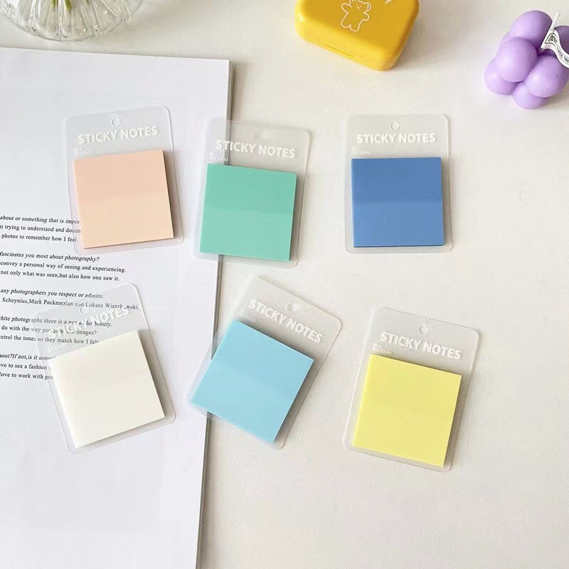 Sticky Notes, Colorful Index Tabs, Pet Transparent Morandi Colors, Square Shape, Reusable Sticky Notes, Key Point Markers, Small Note Pads
