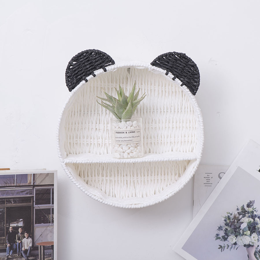 Cesta de almacenamiento de orejas de gato tipo pared tejida a mano cuerda de papel estante de almacenamiento de habitaciones infantiles canasta de almacenamiento creativa