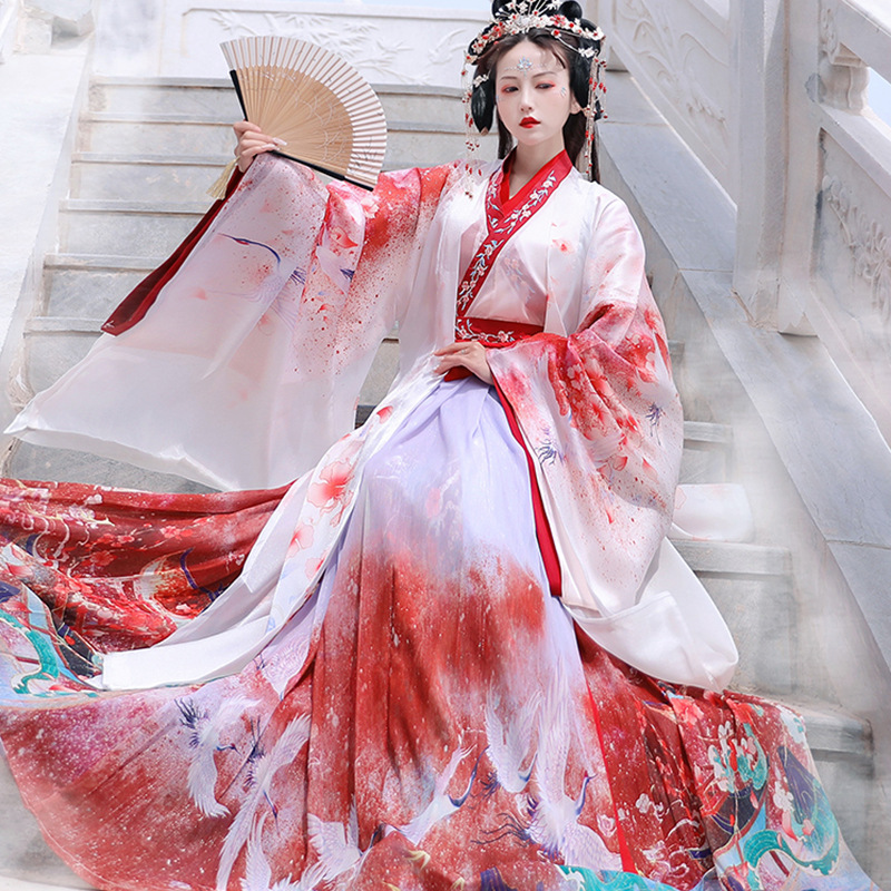 汉服成人女日常小清新魏晋风飘逸春秋古风交领齐腰襦裙中国风超仙