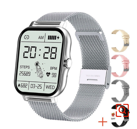 Acero plateado + cuatro correas de reloj de silicona