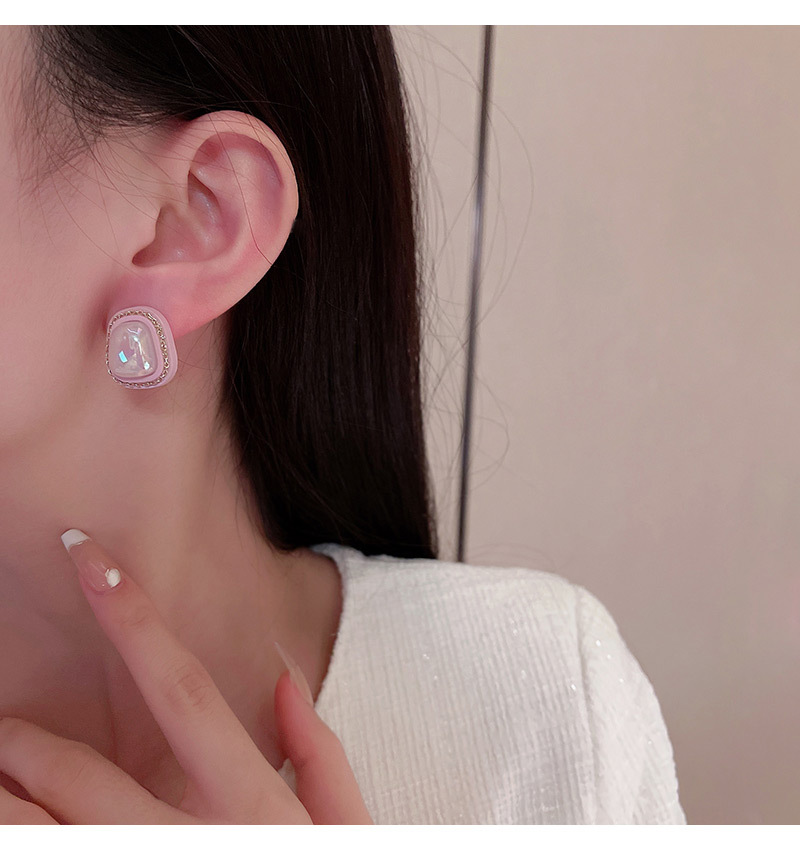 Summer Cute Geometric Earrings for Women Simple Contrast Color Ear Studs Ear Rings