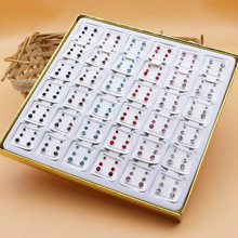 108对简约时尚学生大小混水钻PC胶针耳钉套装批发清新甜美镶嵌