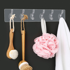 Transparent Row Hooks, 6-Pack, Extra-Strength Adhesive—No Slipping, Seamless Storage, Wall-Mounted, No-Drill Design, Perfect for Behind the Door