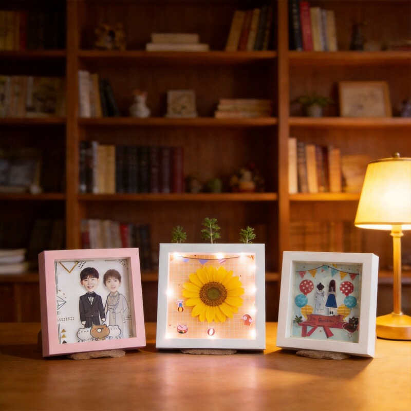 Led Lighted Resin Hollow Photo Frame, Square Thickened Three-Dimensional Specimen Frame, Luminous Night Light Ornament, Can Be Wall-Mounted Led Lighted Resin Hollow Photo Frame, Square Thickened Three-Dimensional Specimen Frame, Luminous Night Light Ornament, Can Be Wall-Mounted
