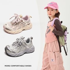 女童运动鞋2025春秋季休闲跑步鞋儿童软底老爹鞋网面透气徒步鞋子