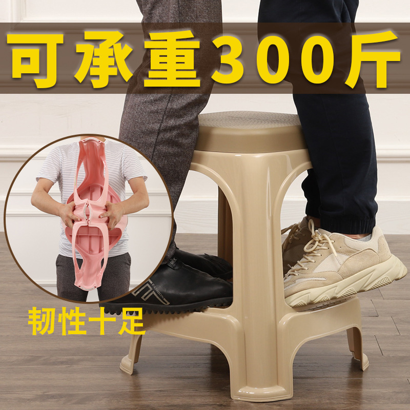 加厚成人家用塑料凳子方凳板凳家用餐桌简易高凳子彩色塑料凳批发