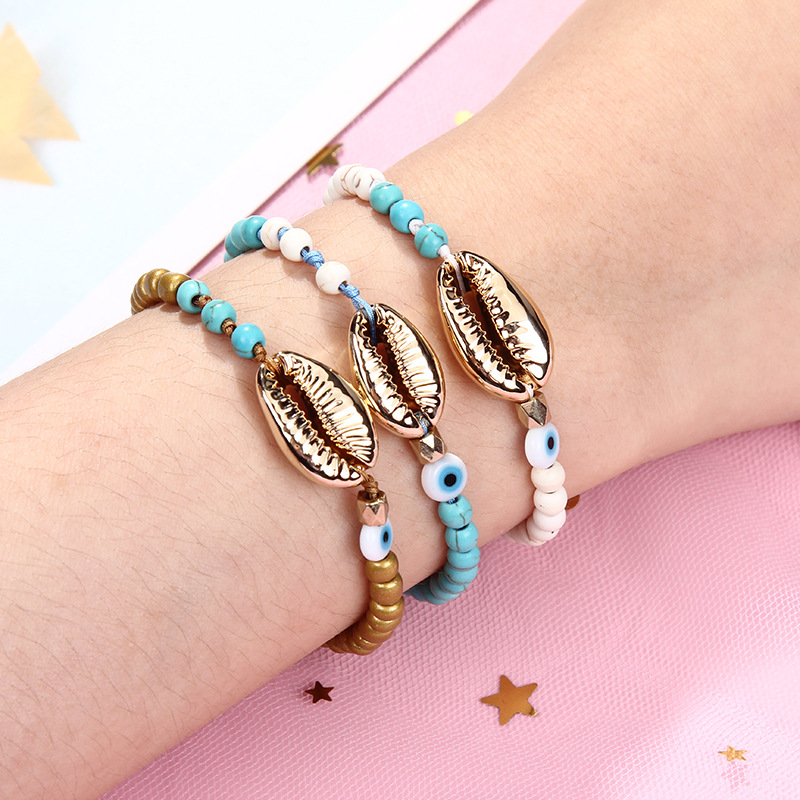 Ethnic Style Letter Devilu0027S Eye Alloy Beaded Womenu0027S Bracelets 1 Set