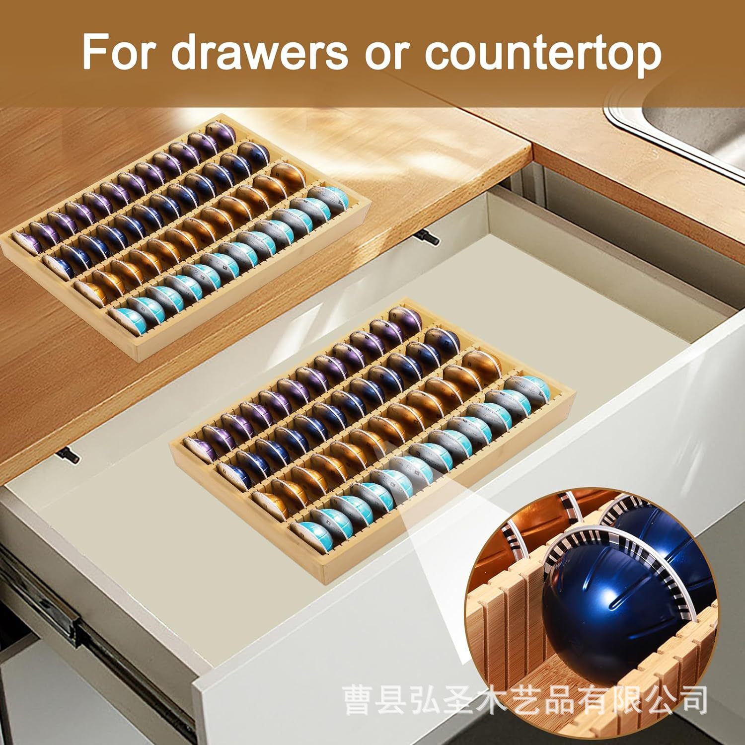 Estante de almacenamiento de cápsulas de café de bambú transfronterizo mesa de café de oficina estante de vainas de frijoles cajón estante de cápsulas de café