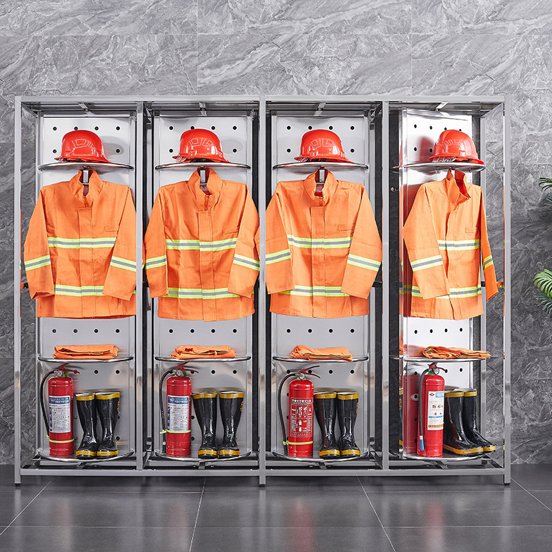 304不锈钢消防服架防火防化服救援装备架消防队战斗服旋转衣帽架