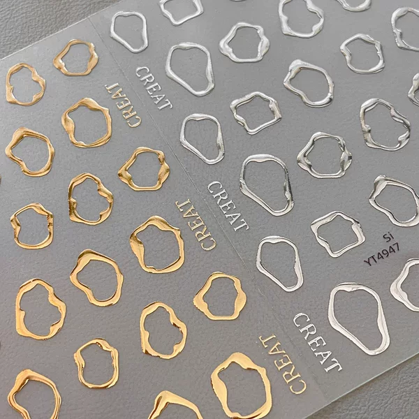 YITU Ant Figure Bronzing Line Nail Art Sticker Flash Simple Circle Online Popular Decorative Sticker YT4946