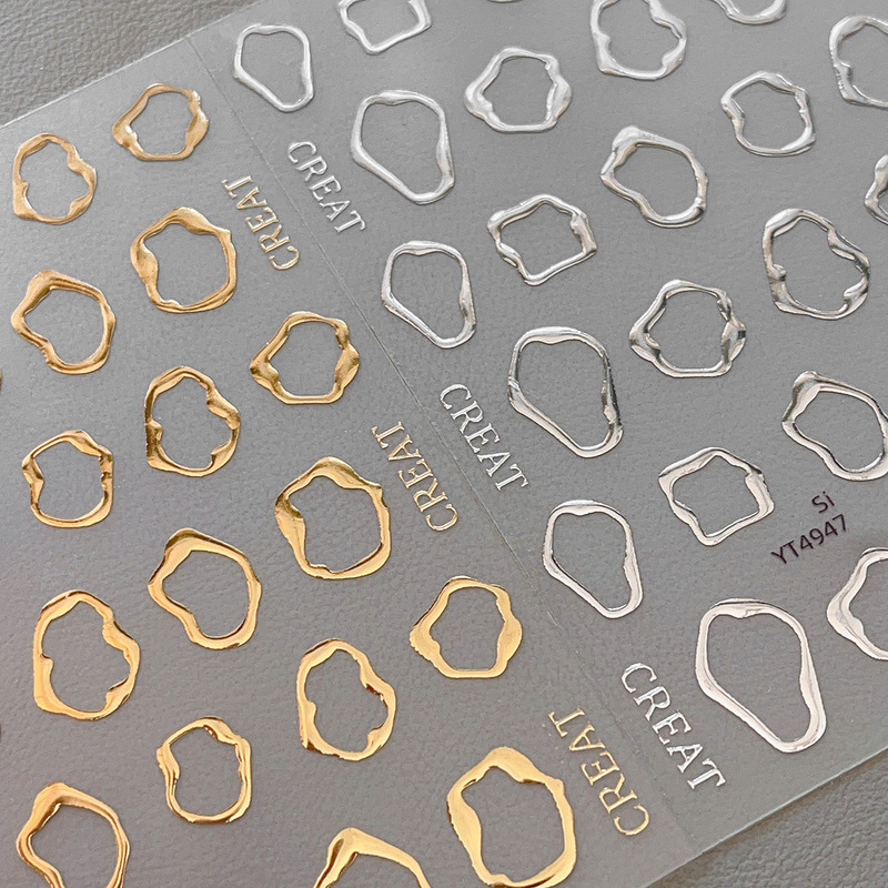 YITU Ant Figure Bronzing Line Nail Art Sticker Flash Simple Circle Online Popular Decorative Sticker YT4946