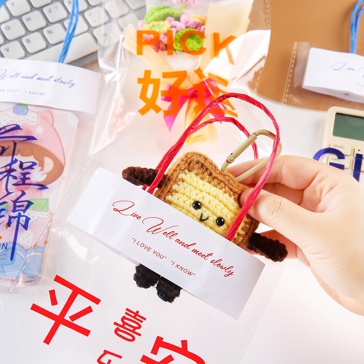 Bolsas de embalaje de texto de bendición transparente creativa, bolsas de regalo lindas, bocadillos, bolsas de embalaje de plástico, bolsos al por mayor