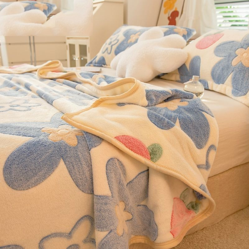冬季牛奶绒毛毯铺床双面法兰绒毯子珊瑚绒毛床单单件加绒加厚床单