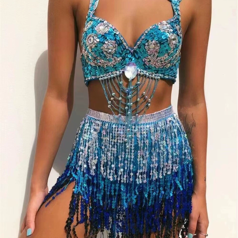 Новый пояс для живота с четырьмя слоями бисера для бёдер и талии, заклеенный пояс для танца, который можно использовать для выступлений