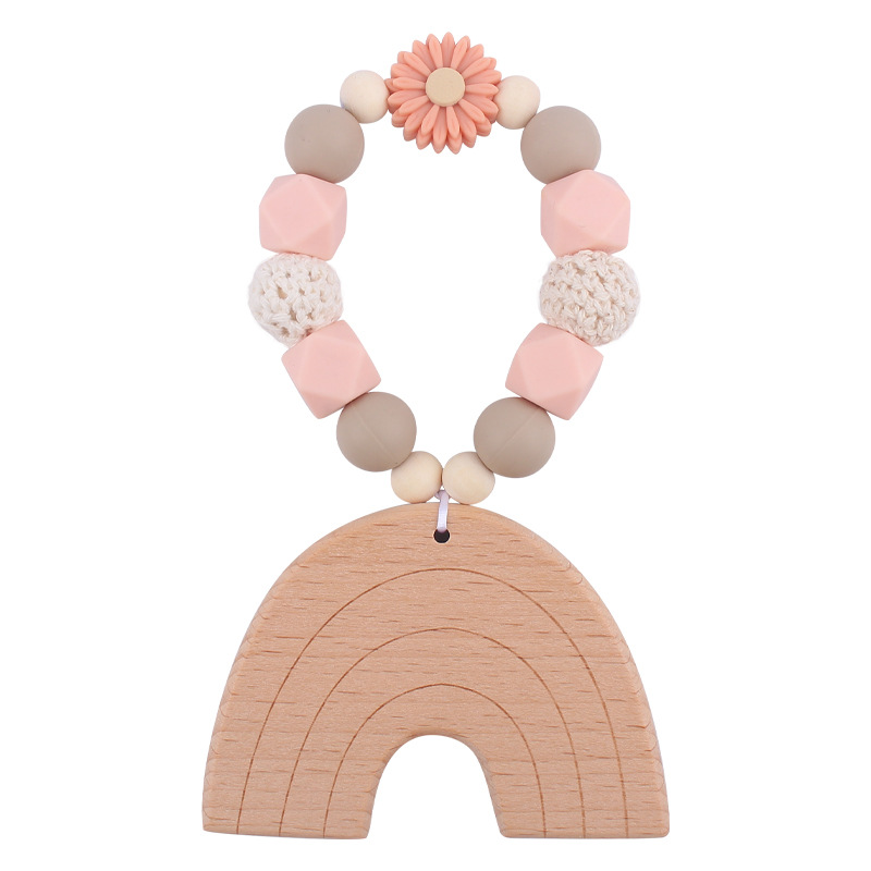 Nuevo bebé suministros dibujos animados Arco Iris haya mordedor creativo DIY bebé mordedura teether pulsera juguete