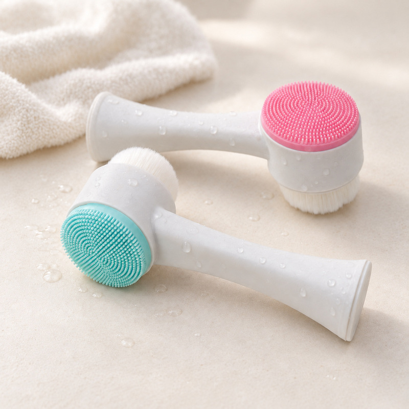 Double-Sided Facial Cleansing Brush, Soft-Bristled Silicone Brush, Manual Facial Cleansing Brush, Double-Sided Massage Facial Makeup Brush Double-Sided Facial Cleansing Brush, Soft-Bristled Silicone Brush, Manual Facial Cleansing Brush, Double-Sided Massage Facial Makeup Brush