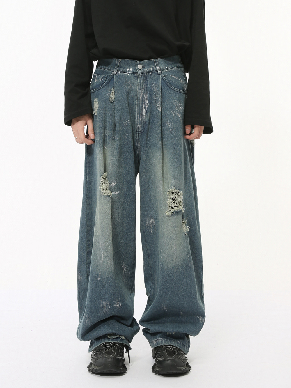 MTLCLOTHES Hombres| Nuevos productos de otoño retro estadounidenses lavado con agua para hacer viejos trajes de vaqueros de moda casuales