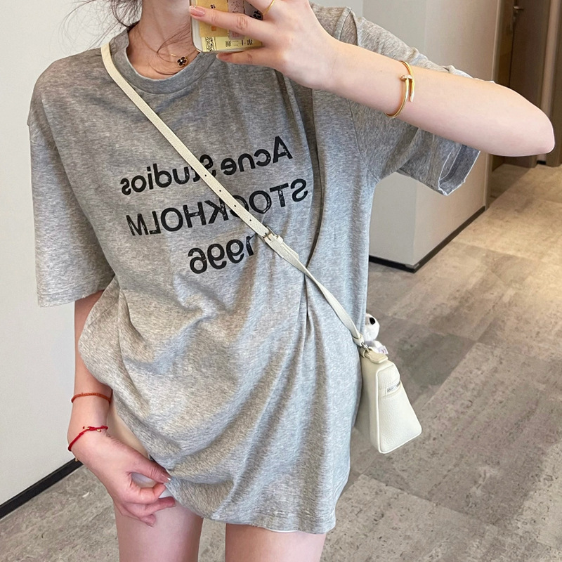 跨境专供高品质AC1996字母印花水洗做旧轻奢潮牌宽松男女情侣T恤|undefined