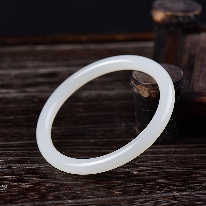 New Hetian Jade Sheet Jade Grade White Jade Vintage Round Bracelet Girls' Thin Bracelet Girls' Ethnic Style Couple New Hetian Jade Sheet Jade Grade White Jade Vintage Round Bracelet Girls' Thin Bracelet Girls' Ethnic Style Couple