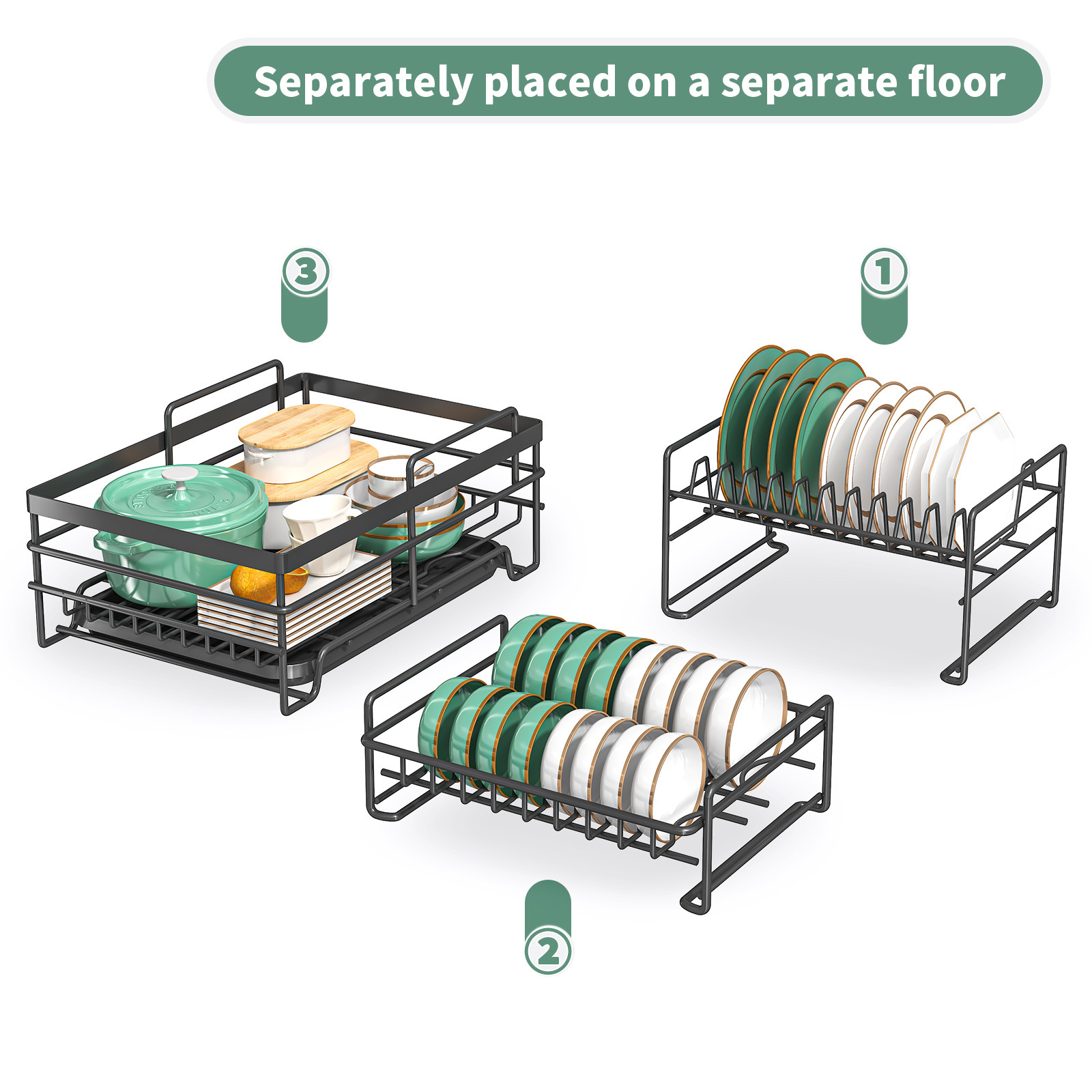 Estante de tazón de cocina de Amazon transfronterizo, encimera antioxidante para el hogar, estante para tazón de drenaje de doble capa, estante de almacenamiento de platos multifunción