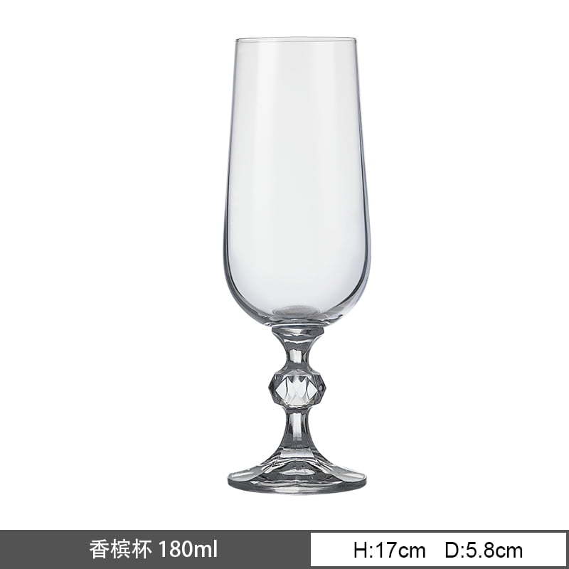 Copa de cristal importada de la República Checa, copa alta de alta gama para uso doméstico, copa de vino, copa de champán, juego de copas, copas con tallo de diamante. image 9