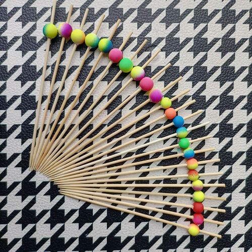 Home Fruit Skewer Cocktail Bamboo Skewers Disposable Bamboo Skewers Colorful Creative Bamboo Skewers Red Yellow Cake Spikes Skewers