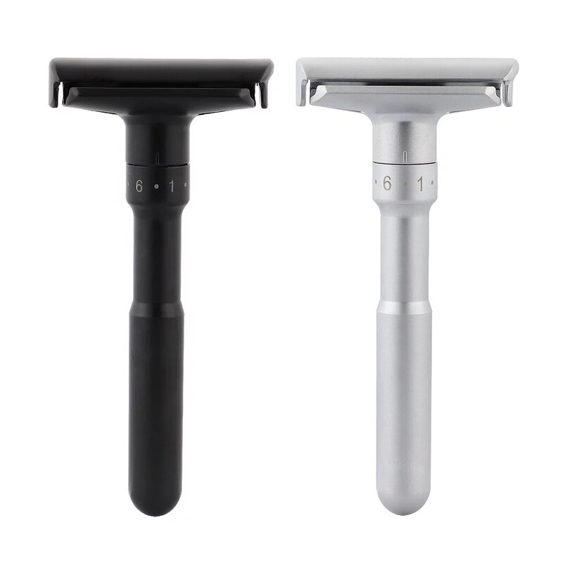 6-Speed Adjustable Manual Razor for Men, Retro Safety Razor, Stainless Steel Razor, Adjustable Blade Head, Portable