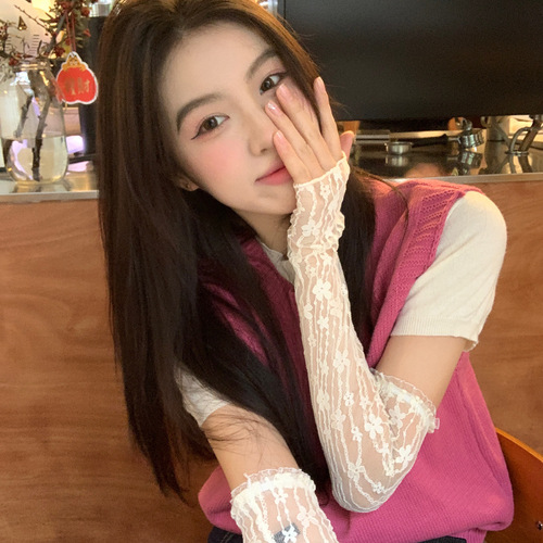 Sun protection sleeves for women, sweet, thin, lace, breathable and comfortable, anti-UV sun protection gloves, fashionable and versatile