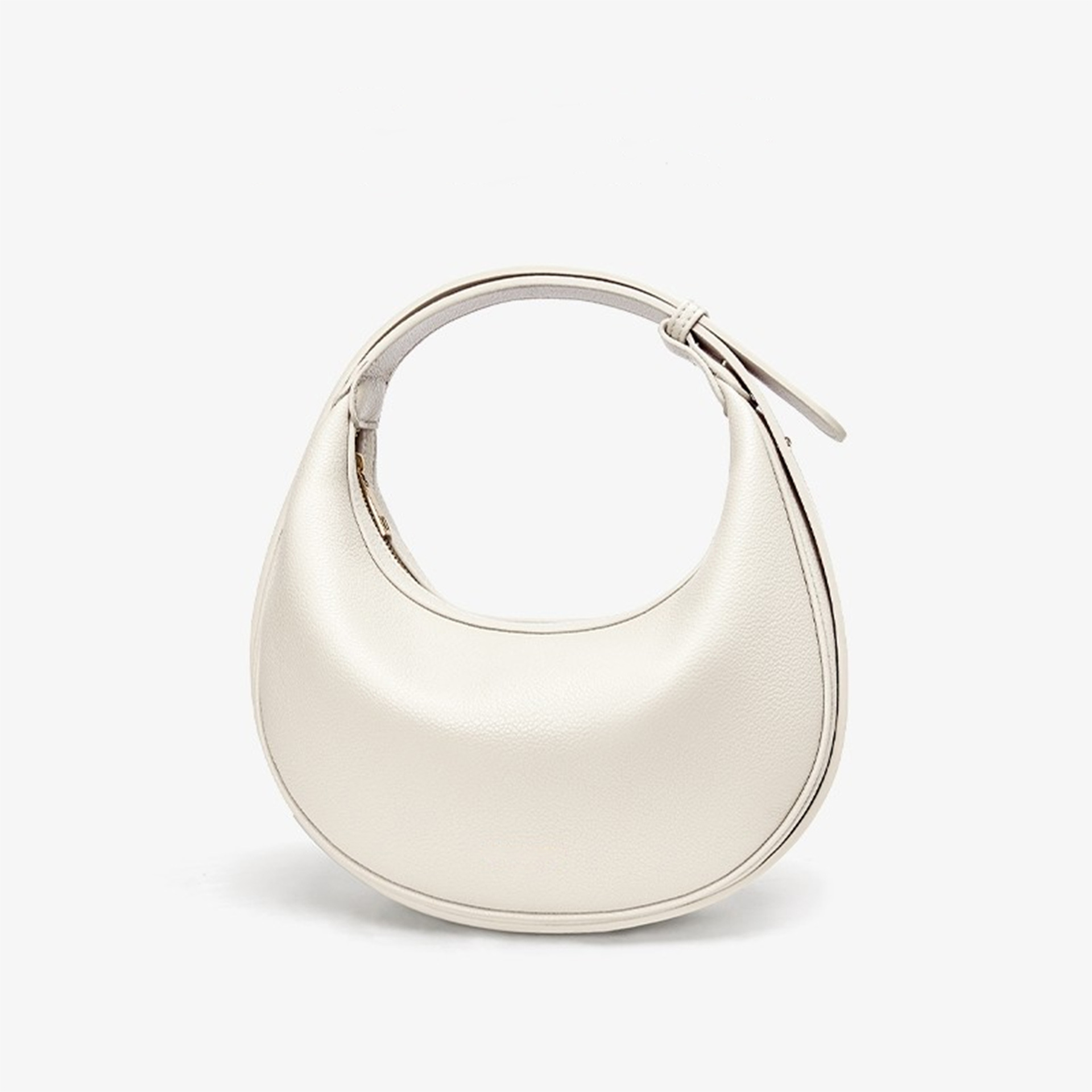 Single Shoulder Strap Strap Type Women's Pu Leather Solid Color Basic Classic Style Dumpling Shape Zipper Underarm Bag