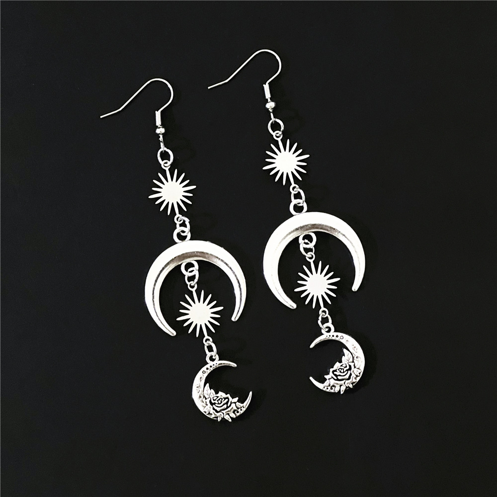 Daily Occasion Alloy Material 1 Pair Casual Simple Style Sun Moon Rose Plating Alloy Drop Earrings