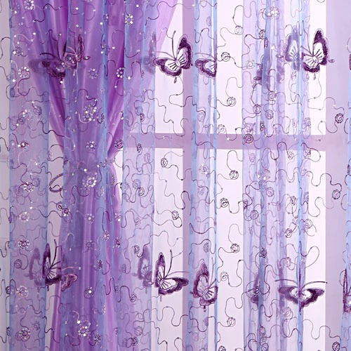 European and Korean Beauty Salon Partition Curtain Two-layer Lace Purple Gauze Blackout Balcony Gauze Curtain Living Room Bedroom Finished Curtain