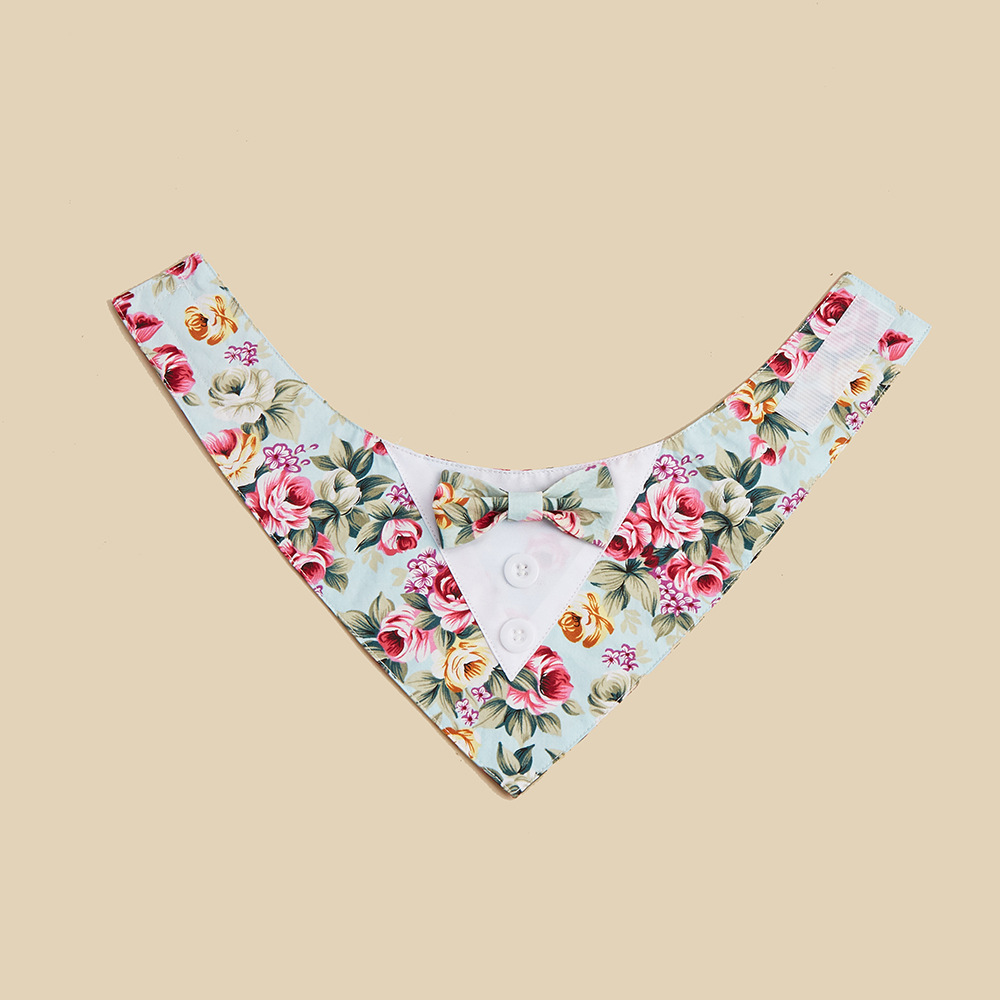 TANPOPO Traje de flores nuevo transfronterizo Toalla de saliva para mascotas Toalla triangular para mascotas Velcro Bufanda para perros