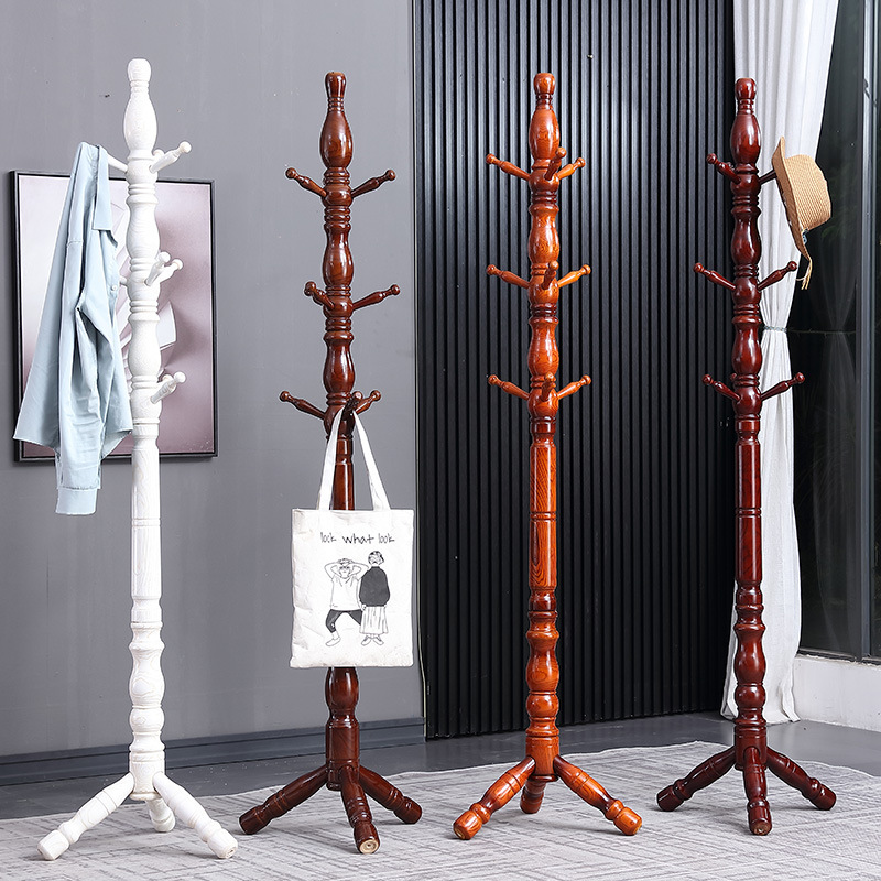 White wax wood vertical coat rack living room bedroom creative simple solid wood floor wooden hanger factory direct sales