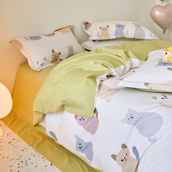 Nuevo 100% algodón de clase A algodón molido cuatro piezas de ropa de cama de cuatro estaciones gruesa dormitorio tres piezas de caja de regalo